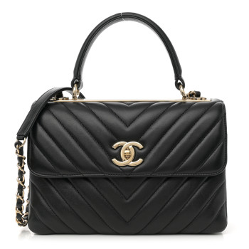 CHANEL Lambskin Chevron Quilted Small Trendy CC Dual Handle Flap Bag Black CHANEL Lambskin Chevron Quilted Small Trendy CC Dual Handle Flap Bag Black