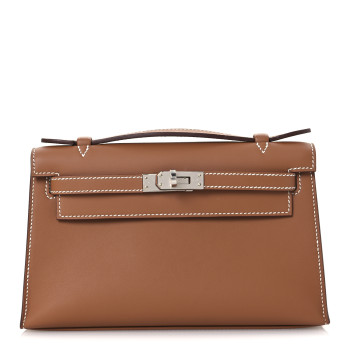 HERMES Swift Kelly Pochette Clutch Gold