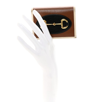 GUCCI Azalea Calfskin Horsebit 1955 Card Case Wallet Black Brown Sugar Mystic White