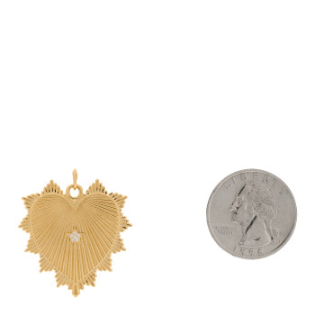 FOUNDRAE 18K Yellow Gold Diamond Heart Love Token Star Medallion Pendant