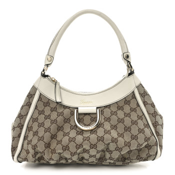 GUCCI Monogram Medium D Gold Ring Hobo White