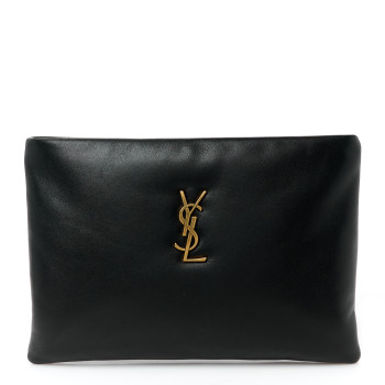 SAINT LAURENT Lambskin Small Calypso Pouch Black