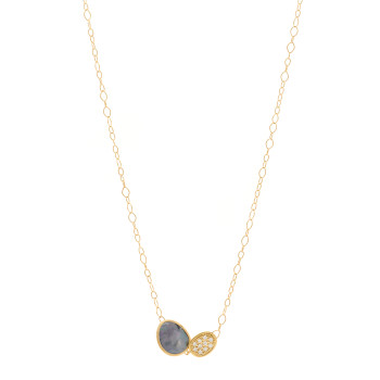 MARCO BICEGO 18K Yellow Gold Diamond Black Mother of Pearl Lunaria Necklace