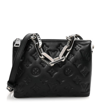 LOUIS VUITTON Lambskin Embossed Monogram Coussin BB Black