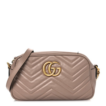 GUCCI Calfskin Matelasse Small GG Marmont Chain Shoulder Bag Porcelain Rose