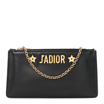 CHRISTIAN DIOR Calfskin J'adior Croisiere Chain Pouch Black