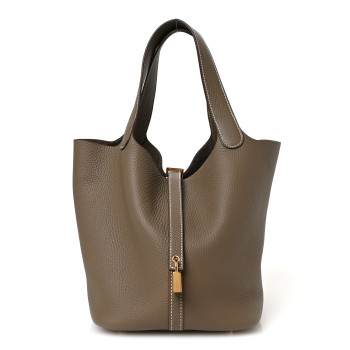 HERMES Taurillon Clemence Picotin Lock 22 MM Etoupe