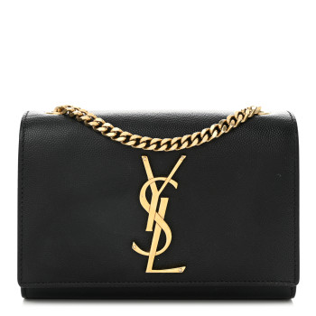 SAINT LAURENT Grain De Poudre Small Monogram Kate Satchel Black