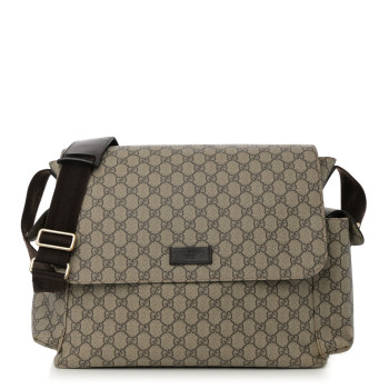 GUCCI GG Plus Monogram Messenger Diaper Bag Dark Brown