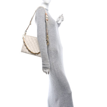 LOUIS VUITTON Lambskin Embossed Monogram Coussin PM Beige Cream