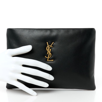 SAINT LAURENT Lambskin Small Calypso Pouch Black