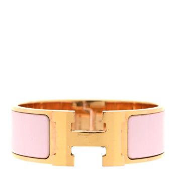 HERMES Enamel Wide Clic Clac H Bracelet GM Rose Dragee