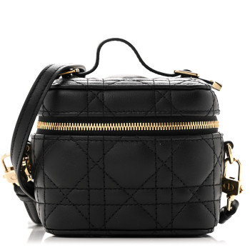 CHRISTIAN DIOR Lambskin Cannage Micro Lady Dior Vanity Case Black