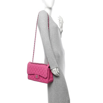 CHANEL Iridescent Caviar Quilted Jumbo Double Flap Pink