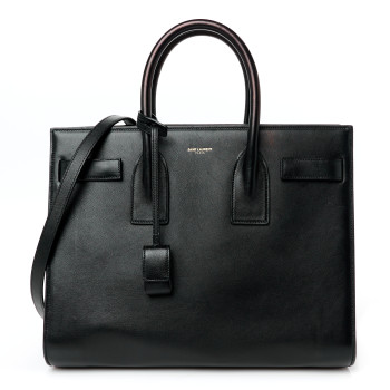 SAINT LAURENT Grained Calfskin Small Sac De Jour Black