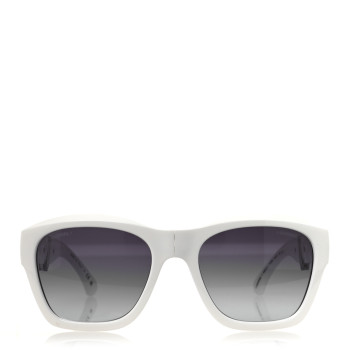 CHANEL Acetate Metal Square Folding Sunglasses 6055-B White