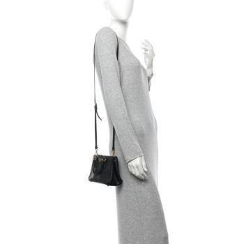 PRADA Saffiano Lux Micro Galleria Double Zip Tote Black