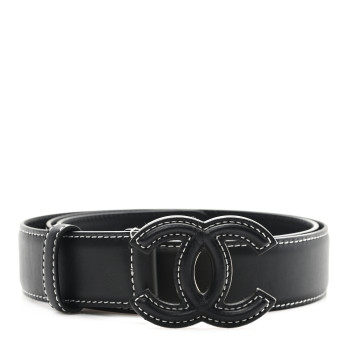CHANEL Calfskin CC Belt 85 34 Black