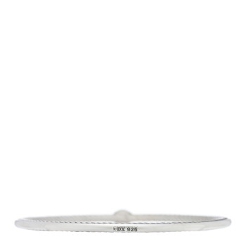 DAVID YURMAN Sterling Silver Diamond 3mm Oval Cable Bangle Bracelet