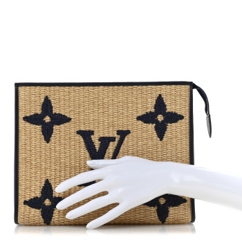 LOUIS VUITTON Raffia Calfskin Monogram Giant Toiletry Pouch 26 Blue