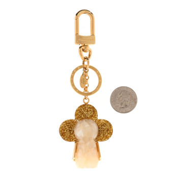LOUIS VUITTON Strass Vivienne Porte Cles Charm Key Holder Gold