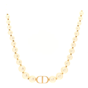 CHRISTIAN DIOR Pearl 30 Montaigne Choker Necklace Gold