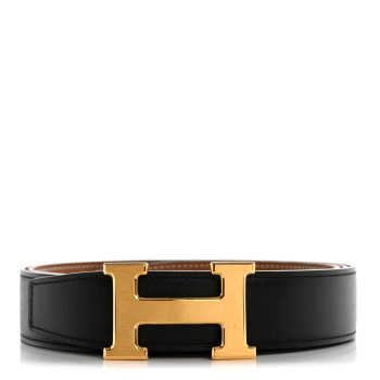 HERMES Box Togo 32mm H Belt 110 44 Black Gold