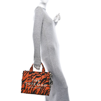 MARC JACOBS Cotton Canvas Zebra Tiger Print Medium The Traveler Tote Bag