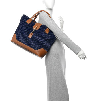 GUCCI Raffia Large Santa Monica Tote Blue