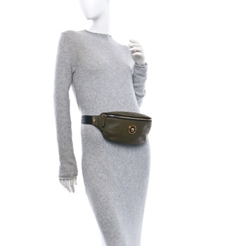 VERSACE Grained Calfskin Vanitas Medea Belt Bag Olive Green