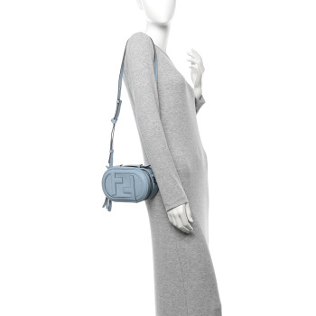 FENDI Vitello Grace Camoscio O'Lock Mini Camera Case Azzurro Baby