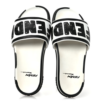 FENDI X JOSHUA VIDES Roma Calfskin Fussbetts Slide Sandals 37 Snow White Black