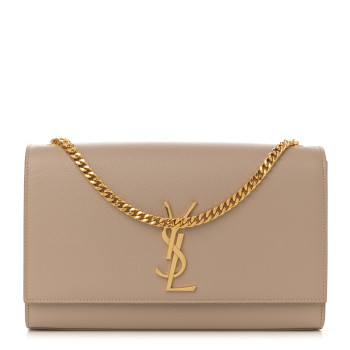 SAINT LAURENT Grain De Poudre Medium Monogram Kate Satchel Dark Beige
