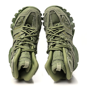 BALENCIAGA Mesh Nylon Womens Track Hike Sneakers 40 Washed Light Khaki