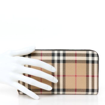 BURBERRY Vintage Check Elmore Zip Around Wallet Black