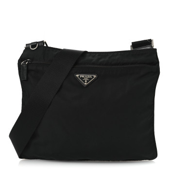 PRADA Nylon Vela Flat Messenger Bag Black