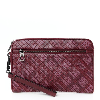 BOTTEGA VENETA Nappa Intrecciato Polka Dot Small Document Case Burgundy