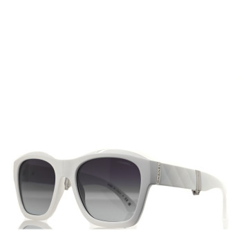 CHANEL Acetate Metal Square Folding Sunglasses 6055-B White