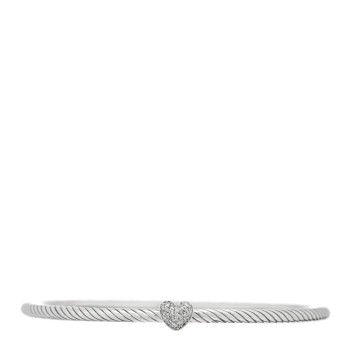 DAVID YURMAN Sterling Silver Diamond Cable Collectibles Heart Bracelet