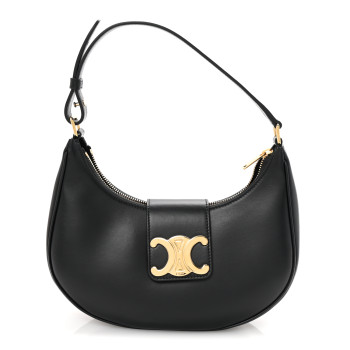 CELINE Smooth Calfskin Medium Strap Ava Triomphe Shoulder Bag Black