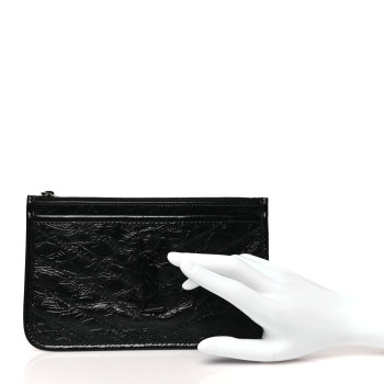 SAINT LAURENT Crinkled Calfskin Matelasse Monogram Niki Bill Pouch Black