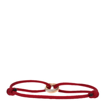 CARTIER 18K Pink Yellow White Gold Trinity Cord Bracelet Red