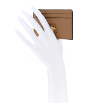 VERSACE Calfskin Medusa Card Holder Brown