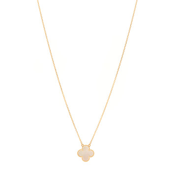 VAN CLEEF & ARPELS 18K Yellow Gold Mother of Pearl Vintage Alhambra Pendant Necklace