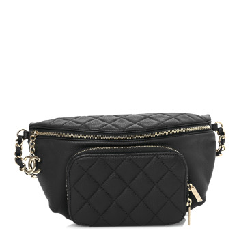 CHANEL Caviar Quilted Business Affinity Waist Belt Bag Navy
