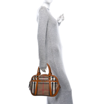 BURBERRY Bridle Calfskin House Check Small Orchard Bowling Bag Brown Ochre