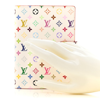 LOUIS VUITTON Monogram Multicolor Small Ring Agenda Cover White Litchi