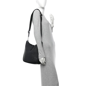 HERMES Taurillon Clemence Evelyne III PM Black