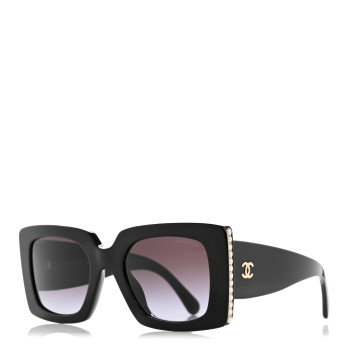 CHANEL Acetate Pearl Rectangle Sunglasses 5480-H-A Black