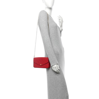 LOUIS VUITTON Empreinte Pochette Felicie Chain Wallet Scarlet
